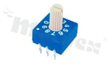 Rotary switch; 10 positions for BCD code; 10x10mm; horizontal; shaft type; THT.