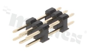 Pin Header; pitch 2.54mm; 2x3 pins; assembly: THT; male; straight; double row 2-level; 6.0/10.4/3.0mm
