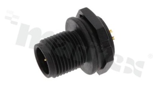 Gniazdo LTWM12P-08PMMS-SC; M12; 8-stykowe; męskie 2A; plastikowe; na panel; nakrętka z tyłu; lutowane; IP68