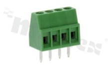 Listwa zaciskowa do PCB; w rastrze 2.54mm; 4-torowa; pionowa; na przewód 1.00mm2 (AWG 26-18); ze śrubami na wkrętak płaski; klatka mosiężna; niebieska; UL 150V/6A, TUV 130V/8A