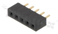 Listwa stykowa do PCB; w rastrze 2.00mm; 1x5 styków; montaż: THT; żeńska; prosta; jednorzędowe