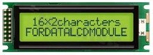 Wyświetlacz LCM; LCD znakowy; 16x2 znaków; STN pozytywowy żółto-zielony Y/G ; z żółto-zielonym Y/G podświetleniem LED; kąt patrzenia 6:00;5.0 V; dodatklowa czcionka English-Japanese;