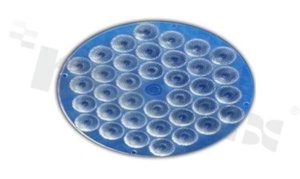 Soczewka do diod LED high power; kąt rozsyłu: 25 stopni FWHM; ilość diod: 36; rozmiar: okrąg 140mm; wysokość: 12.6mm; rodzaj materiału: PMMA; sposób mocowania: śruby