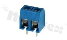 PCB terminal block; pitch 5.00mm; 2-ways; vertical; wire range 1.5mm2; with screws for a flat screwdriver; brass cage; blue color; UL 250V/16A