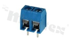 Listwa zaciskowa do PCB; w rastrze 5.00mm; 2-torowa; pionowa; na przewód 1.5mm2; ze śrubami na wkrętak płaski; klatka mosiężna; niebieska; UL 250V/16A