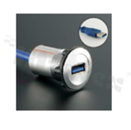 USB3.0 socket; female; mounting hole 22mm; USB3.0 male plug connection; cable length 60cm; silver; aluminum alloy.