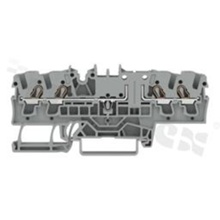 Installation terminal block; 1-level; through; 4-contacts for wire 0.25-4.0mm2 (22-12AWG); spring-loaded; grey; for DIN rail; 300V/15A