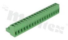 Pluggable terminal block; 5.08mm pitch; 18-ways; female; for wire 2.50mm2(28-12AWG); wire insertion direction same as plug-in direction; p.bronze contacts; brass cage; UL 300V/16A