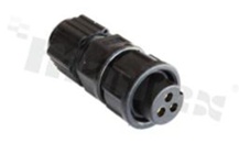 Wtyk seria BB; 2-stykowy; żeński; prosty; I= 10A; napięcie pracy 250V; kabel: 4.5-6.5mm2; z połączeniem zatrzaskowym; IP67