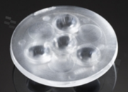 Soczewka do diod LED high power; kąt rozsyłu: 26 do 36 stopni FWHM; ilość diod: 4; rozmiar: okrąg 50mm; wysokość: 10.7mm; rodzaj materiału: PMMA; sposób mocowania: klej; kołek