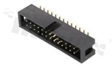 Full shrouded header for PCB; pitch 2.54mm; 26-contacts; SMD; male; top entry