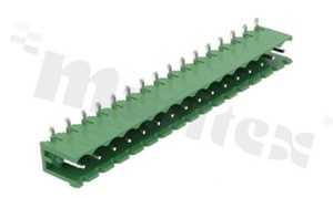 Pluggable terminal block; pitch 5.00mm; 16-ways; male; R/A pin header; opened type; UL 300V/16A; TUV:320V/20A