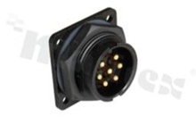 Socket DC series, 7 pins, male, straight, Imax= 20A, wire range: 5.5-10.8 mm2, front side nut, 2 point lock bayonet, IP67