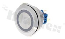 Push button switch; monostable; 25mm; solder terminals; stainless steel; ring red illumantion; IP67.