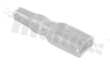 Insulation sleeve for flat connector 4.8 terminal; max cable OD=2.5mm L=23mm W=5.8mm; transparent