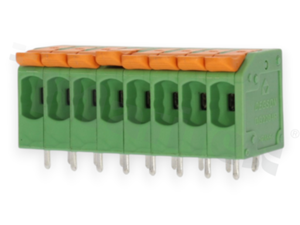 PCB terminal block; pitch 5.00mm; 8-ways; range wire 4.0mm2 (AWG 24-12); spring-loaded; green; UL 300V/20A