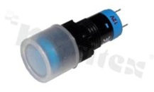 Lampka sygnalizacyjna; 12mm; do lutowania; plastik; podświetlenie pełne niebieskie LED 12V; IP67. 