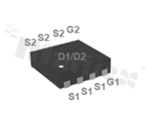 Tranzystor: N+N-MOSFET; unipolarny; 20V; 40A; 0.006ohm; 27W; dioda ESD; -55+150 st.C; SMD; DFN3X3