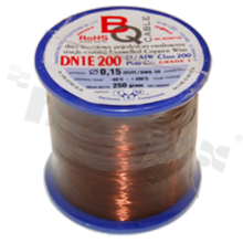 Insulated winding wire; with one layer of enamel insulation; diameter 0.15mm; SWG 38; -65+200 deg.C; 1480m; 250g.