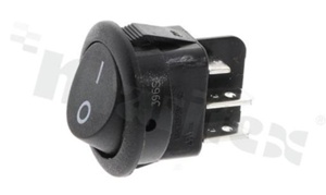 Minature Rocker Switch; 1-pole; 2 positions; 23mm; pin terminals; black button; 10A/250V