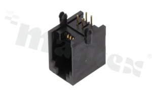 Gniazdo RJ9; 4-stykowe; montaż: THT; kątowe; gabaryt 4; grubość pokrycia 6u" Au