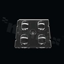 Soczewka do diod LED mid power; kąt rozsyłu: 120x50 stopni FWHM; ilość diod: 4; rozmiar: 50x50mm; wysokość: 7.3mm; rodzaj materiału: PMMA; PC; sposób mocowania: śruby