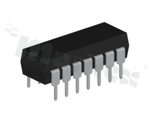 Układ Logiczny Bramka Cyfrowa; NAND; CH:4; IN:2; CMOS CD40; z przerzuntikiem Schmitta; 3-18V; -55+125 st.C; THT; DIP14