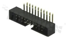 Full shrouded header for PCB; pitch 2.00mm; 20-contacts; THT; male; side entry