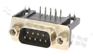 Złącze D-Sub; wtyk męski; 9-stykowe; kątowe