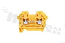 Installation terminal block; 1-level; 2-contacts; for wire 0,5-4,0mm2; screw terminal; yellow; Din rail; 1000V/32A