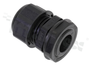 Cabel gland PG11; nylon; PG11 5-10mm; black; Flat O-ring; with lock nut; for wrench 22
