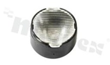 Soczewka do diod LED high power; kąt rozsyłu: Owalny 32 x 14 stopni FWHM; ilość diod: 1; rozmiar: okrąg 16mm; wysokość: 9.7mm; rodzaj materiału: PMMA; PC; sposób mocowania: taśma