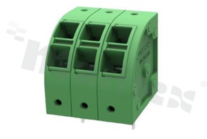 Listwa zaciskowa do PCB; w rastrze 5.00mm; 3-torowa; na przewód 2.5mm2; ze stykiem sprężynowym; zielona; UL 400V/24A