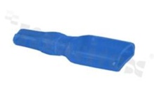 Insulation sleeve for flat connector 6.3 terminal; max cable OD=3.5mm L=24mm W=6.5mm; blue