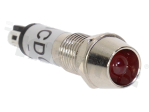 Lampka sygnalizacyjna; 8mm; terminale do lutowania; stal nierdzewna; podświetlenie czerwone; LED 12V