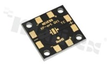 MCPCB, thermal conductivity 2W/(m*K), thickness: 2mm, number of layers - 1, black soldermask, legend color: gold, size: square 25mm, pad cover: gold; for XP/XT LEDs, /20