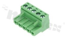 Listwa zaciskowa rozłączalna; w rastrze 5.00mm; 5-torowa żeńska; na przewód 2.5mm2 (28-12AWG); kierunek wtykania równoległy do osi przewodów; styki z fosforobrązu; mosiężna klatka przewodu; UL 300V/16A