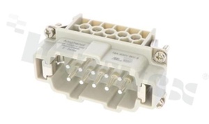 Male insert; Heavy-Mate E series; 10 pins(10+PE); size: E10; 19A; 500V; wire 0.5-4mm2; contacts plating: silver plated; screw