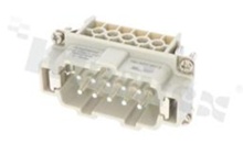 Wkład męski Heavy-Mate seria E; 10-stykowy(10+PE); rozmiar: E10; 19A; 500V; kabel 0.5- 4mm2; styki srebrzone; skręcane
