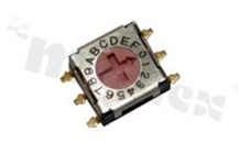 Miniaturowy przełącznik kodujący; 16-pozycyjny BCD; 7,2x9,8mm; poziomy; bez pokrętła; montaż SMD
