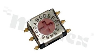 Miniature rotary switch; 16 positions for BCD code; 7.2x9.8mm; horizontal; flat type; SMD