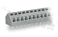 PCB terminal block; in 5.0/5.08mm raster; 8-track; oblique entry; for 0.08-2.50mm2 (28-12 AWG) wire; with spring contact; grey; UL: 300V/15A