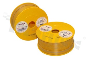 Przewód pojedynczy LGY/H05V-K; z wielodrutową miedzianą żyłą; żółty/szary; przekrój 1.00mm2; AWG 17; 500V; -40+105 st.C; 100m.