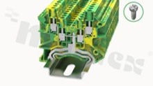 DIN screw terminal block, 1-level, for wire 0.2-2.5mm2, AWG 28-12;green-yellow; 500V 24A;