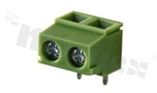 Listwa zaciskowa do PCB; w rastrze 5.00mm; 2-torowa; kątowa; na przewód 1.5mm2; z ruchomą osłoną przewodu; ze śrubami na wkrętak krzyżakowy; klatka mosiężna; zielona; UL 250V/16A