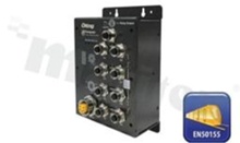 EN50155 8-port unmanaged PoE Ethernet switch with 8x10/100/1000Base-T(X) P.S.E.; M12 connector; oper. temp. operating temperature -40+70 deg.C; supply 12...57VDC