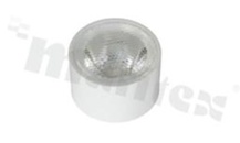 Soczewka do diod LED high power; kąt rozsyłu: 40 do 60 stopni FWHM; ilość diod: 1; rozmiar: okrąg 17.10mm; wysokość: 10.5mm; rodzaj materiału: PMMA; PC; sposób mocowania: klej