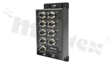 Switch przemysłowy kolejowy; niezarządzalny; norma kolejowa EN50155; 8 portów 10/100/500Base-T(X); złącza M12; temp. pracy: -40+75C; zasilanie redundantne 12-48VDC