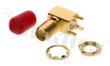 SMA female R/A connector; angled; 50 Ohm; for PCB