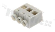 Listwa zaciskowa do PCB; w rastrze 5.00mm; 3-torowa; pionowa; na przewód 2.5mm2 (AWG 22-14); ze śrubami na wkrętak płaski; z ruchomą osłoną przewodu; klatka mosiężna; szara; UL 300V/15A, TUV 250V/22A
